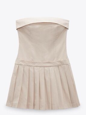 Zara Pinstripe StraplessMini Dress